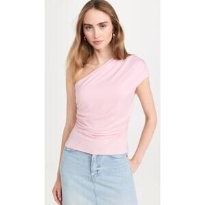 Reformation Francisco One Shoulder Ruched Top - L Babygirl Pink